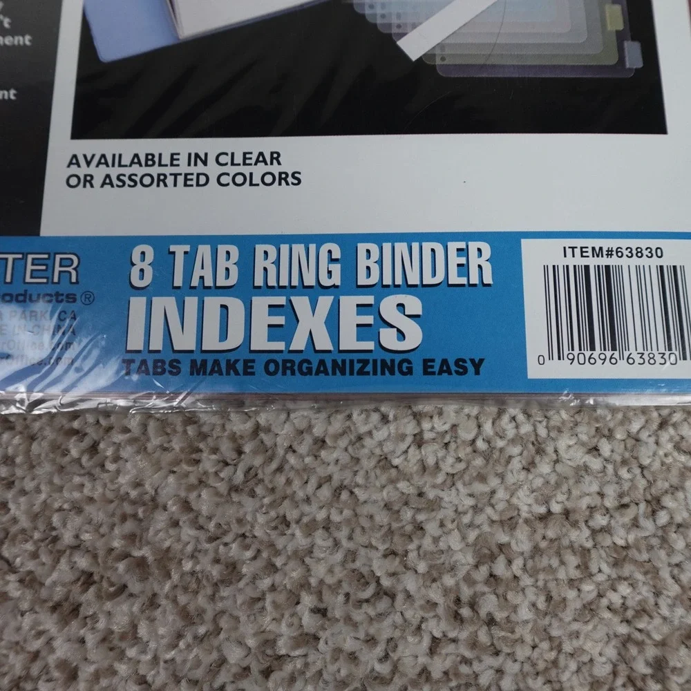 Betterline 8 Tab Ring Binder Indexes Poly Dividers Assorted Colors 63830 NEW